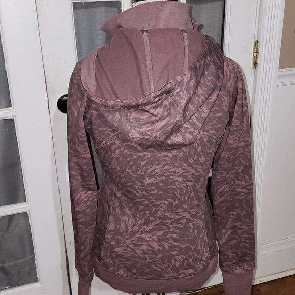 Athleta Womens Triumph Smoked Brown Printed Full Zip Hoodie Jacket Small - Picture 2 of 5